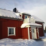Snörasskydd plåttak - Snösmältning pågår i Kiruna Jukkasjärvi 2011-03-25